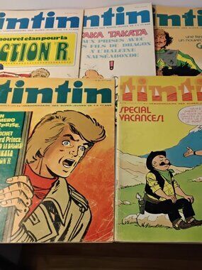 Tintin Magazine Lot, 54 Issues, L'Hebdo des Super Jeunes 7-77 Ans, EN FRANÇAIS"
